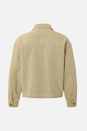 Concert Outfit Washed Graffiti Zip Up Workwear Jacket