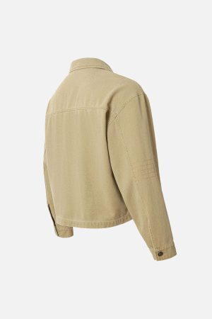 Concert Outfit Washed Graffiti Zip Up Workwear Jacket