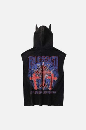 Concert Outfit Washed Hooded Cotton Undershirt