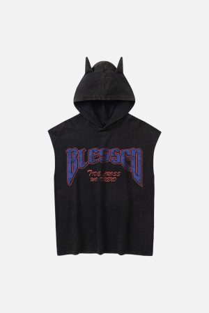 Concert Outfit Washed Hooded Cotton Undershirt