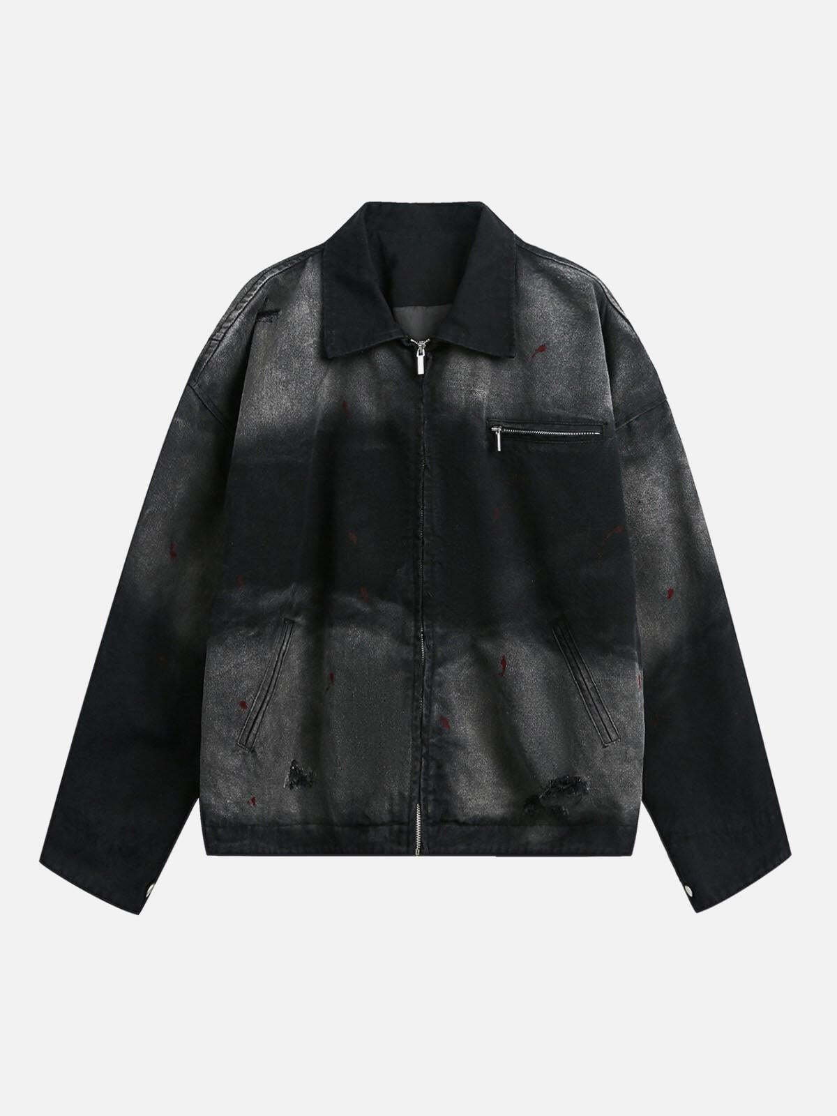 Concert Outfit Washed Ink Gradient Ripped Denim Jacket Concert Outfit Washed Ink Gradient Ripped Denim Jacket