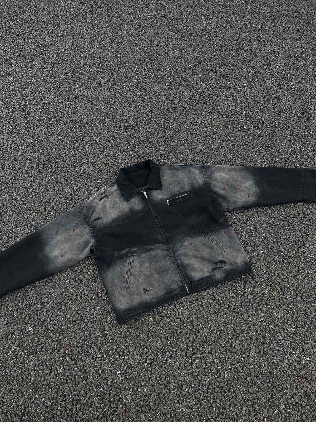 Concert Outfit Washed Ink Gradient Ripped Denim Jacket Concert Outfit Washed Ink Gradient Ripped Denim Jacket