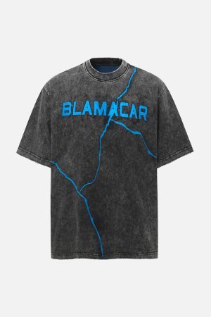 Concert Outfit Washed Lightning Oversized T-Shirt