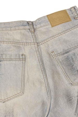 Concert Outfit Washed Mud-Dye Straight Jeans