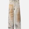 Concert Outfit Washed Mud-Dye Straight Jeans