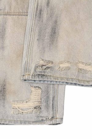 Concert Outfit Washed Mud-Dye Straight Jeans