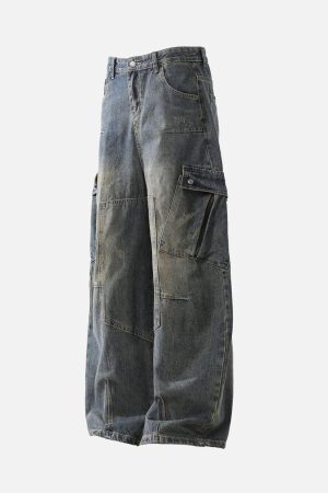 Concert Outfit Washed Multi-Pocket Baggy Barrel Cargo Jeans