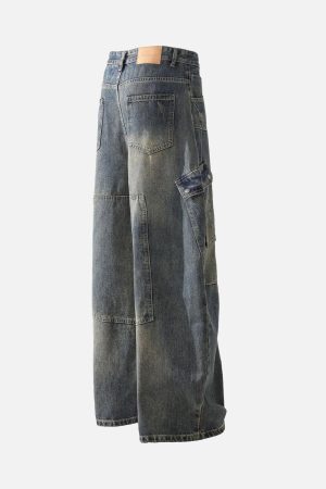 Concert Outfit Washed Multi-Pocket Baggy Barrel Cargo Jeans