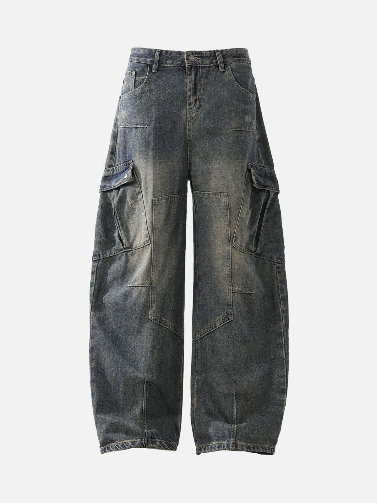 Concert Outfit Washed Multi-Pocket Baggy Barrel Cargo Jeans Concert Outfit Washed Multi-Pocket Baggy Barrel Cargo Jeans