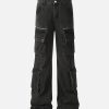 Concert Outfit Washed Multi-Pocket Bootcut Jeans