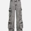 Concert Outfit Washed Multi-Pocket Cargo Jeans