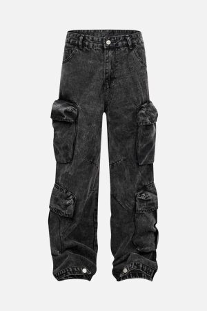 Concert Outfit Washed Multi-Pocket Cargo Jeans