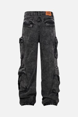 Concert Outfit Washed Multi-Pocket Cargo Jeans