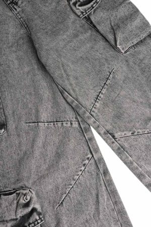 Concert Outfit Washed Multi-Pocket Cargo Jeans
