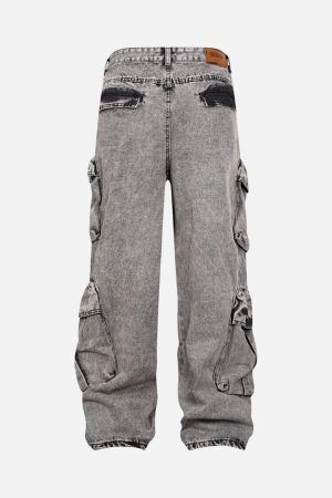 Concert Outfit Washed Multi-Pocket Cargo Jeans