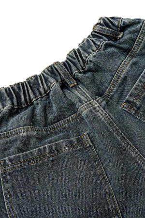 Concert Outfit Washed Multi-Pocket Denim Cargo Jorts