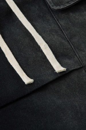 Concert Outfit Washed Multi Pocket Drawstring Cargo Jeans