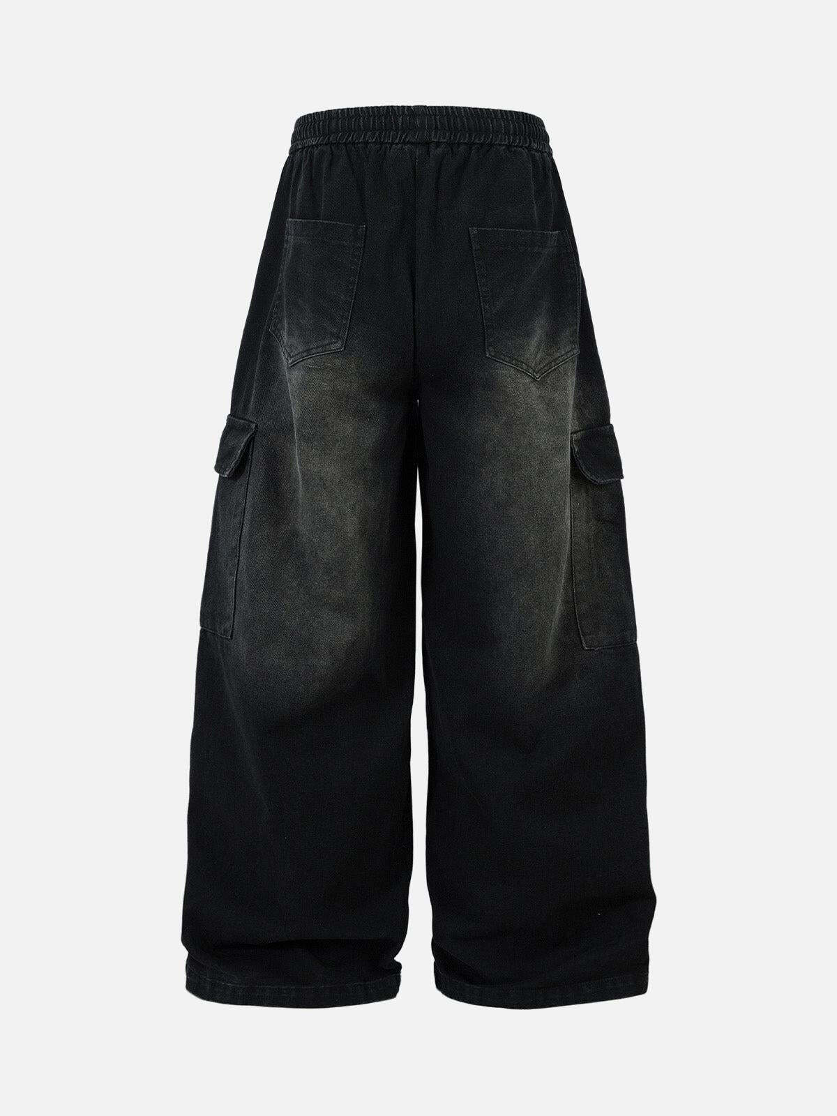 Concert Outfit Washed Multi Pocket Drawstring Cargo Jeans Concert Outfit Washed Multi Pocket Drawstring Cargo Jeans