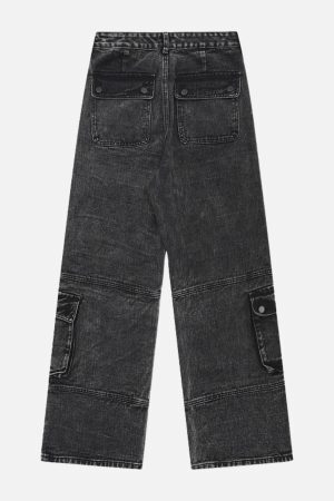 Concert Outfit Washed Multi Pocket Jeans