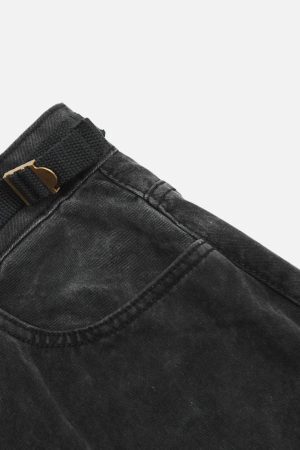 Concert Outfit Washed Multi Pocket Loose Jeans