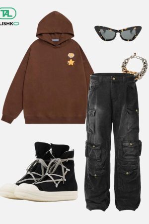 Concert Outfit Washed Multi Pocket Loose Jeans