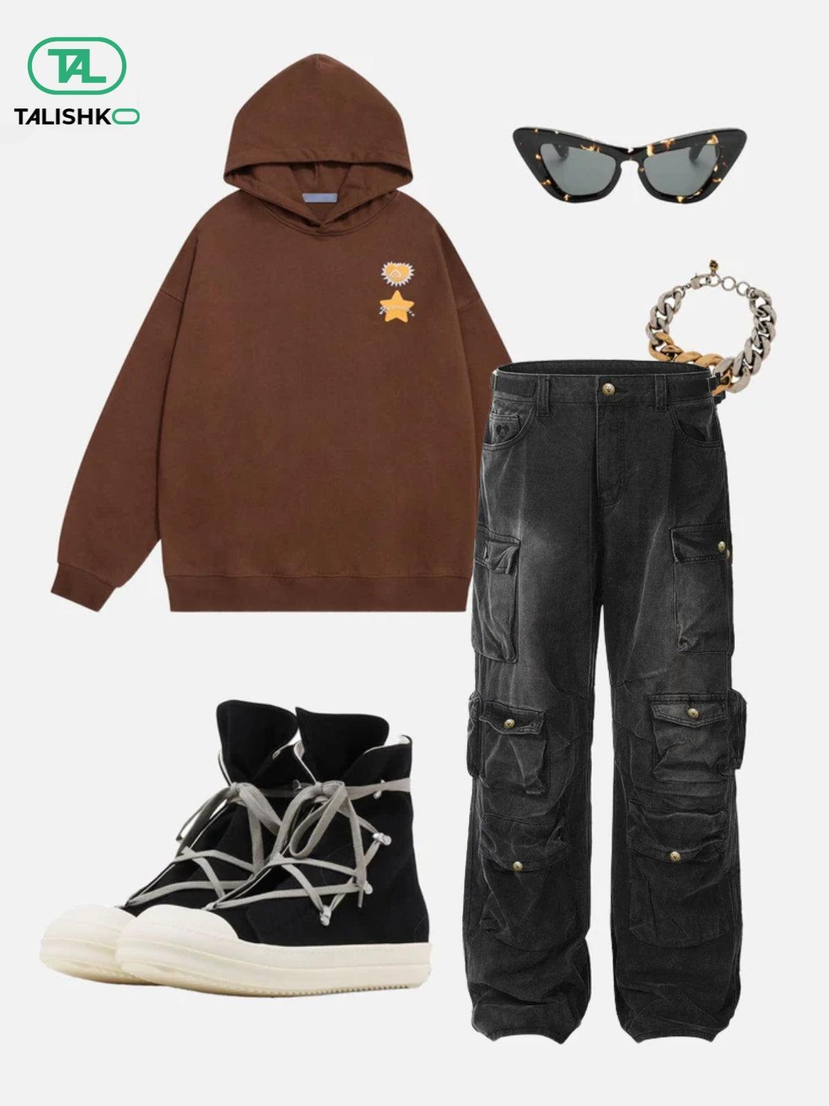 Concert Outfit Washed Multi Pocket Loose Jeans Concert Outfit Washed Multi Pocket Loose Jeans