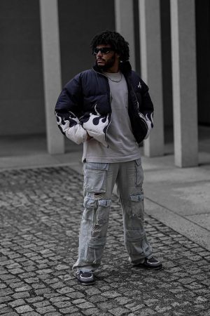 Concert Outfit Washed Multi-Pocket Work Cargo Jeans