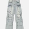 Concert Outfit Washed Multi-Pocket Work Cargo Jeans