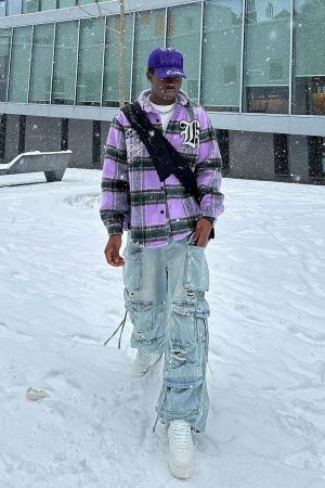 Concert Outfit Washed Multi-Pocket Work Cargo Jeans