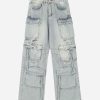 Concert Outfit Washed Multi-Pocket Work Jeans