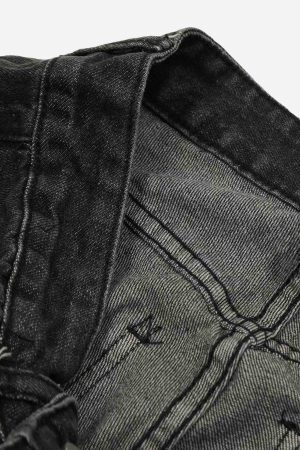 Concert Outfit Washed Multi-Pocket Work Jeans