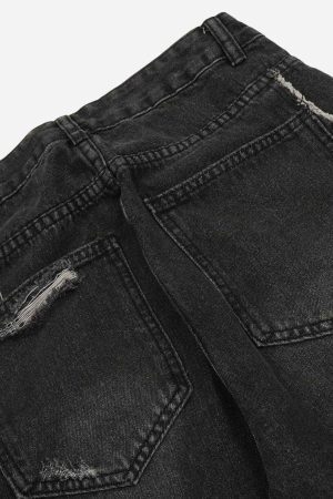 Concert Outfit Washed Multi-Pocket Work Jeans