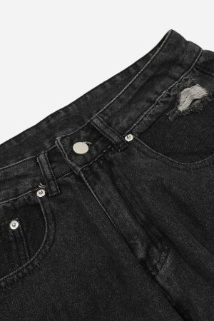 Concert Outfit Washed Multi-Pocket Work Jeans