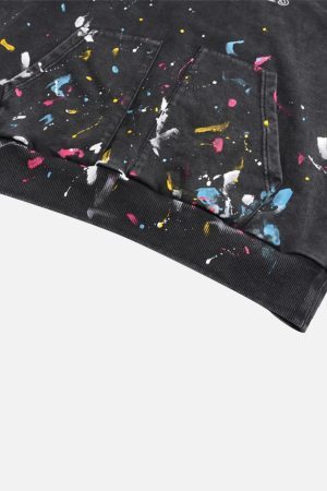 Concert Outfit Washed Paint Splash Hoodie