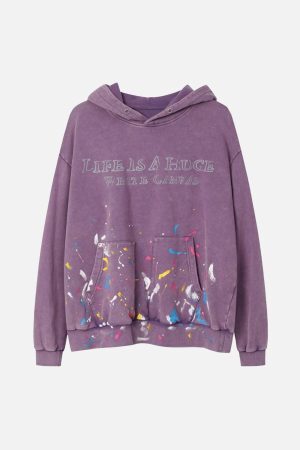 Concert Outfit Washed Paint Splash Hoodie