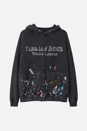 Concert Outfit Washed Paint Splash Hoodie