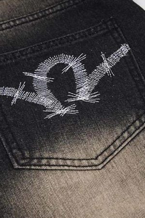 Concert Outfit Washed Panel Camouflage Jeans