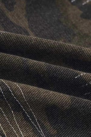 Concert Outfit Washed Panel Camouflage Jeans