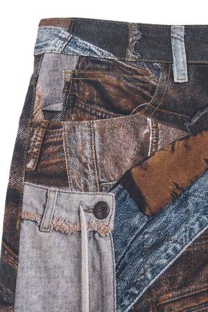 Concert Outfit Washed Patchwork Baggy Jeans