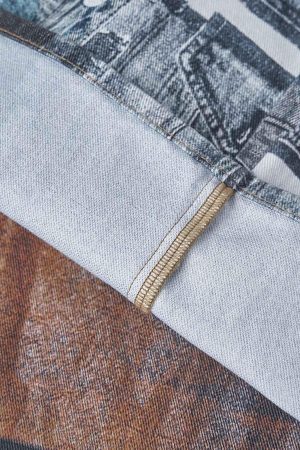 Concert Outfit Washed Patchwork Baggy Jeans