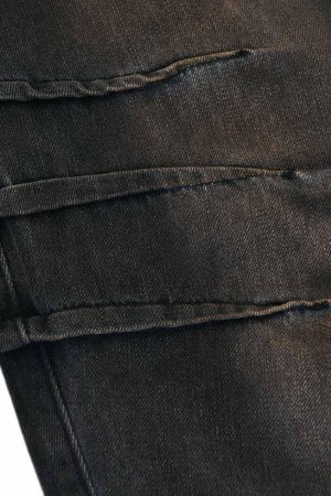 Concert Outfit Washed Pleated Straight Jeans