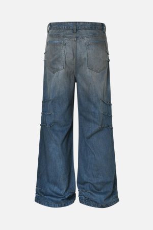 Concert Outfit Washed Pleated Straight Jeans