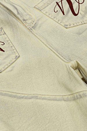 Concert Outfit Washed Print Baggy Denim Shorts