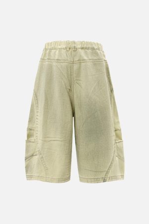 Concert Outfit Washed Print Baggy Denim Shorts