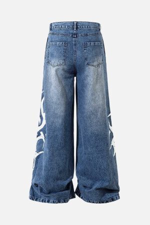 Concert Outfit Washed  Print Straight Jeans