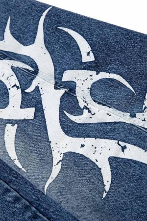 Concert Outfit Washed  Print Straight Jeans