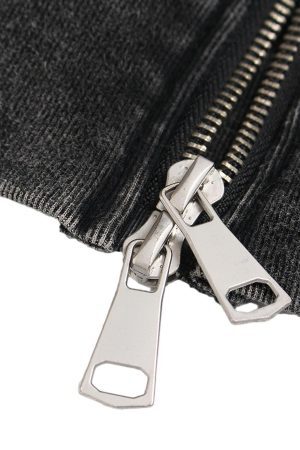 Concert Outfit Washed Racing Zip Up Hoodie