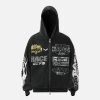 Concert Outfit Washed Racing Zip Up Hoodie