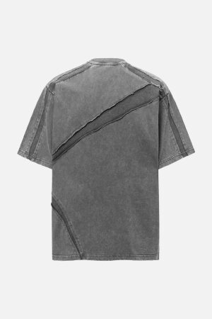 Concert Outfit Washed Raw Edge Split Oversized T-Shirt