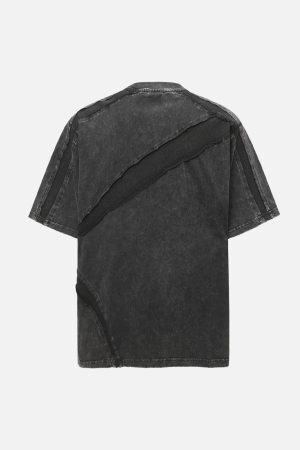 Concert Outfit Washed Raw Edge Split Oversized T-Shirt